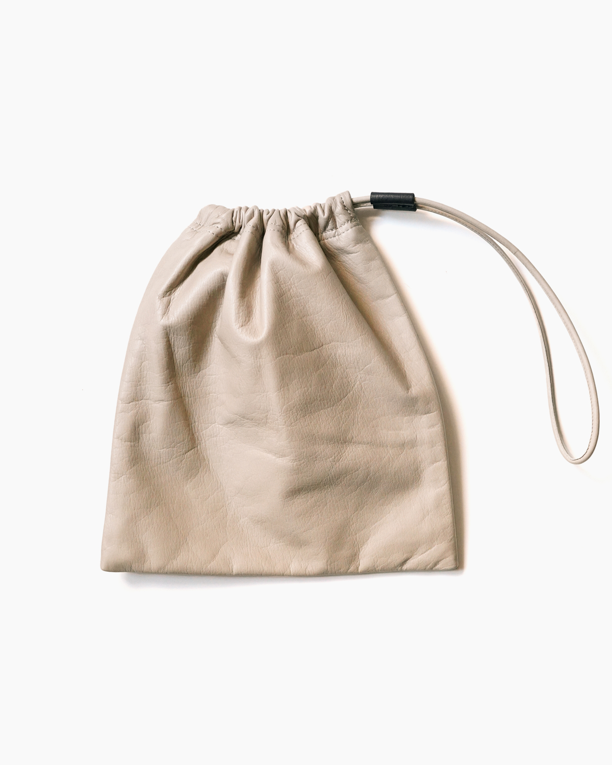 COMESANDGOES｜COW LEATHER DRAWSTRING BAG＜SMALL＞ - GrayBeige ...