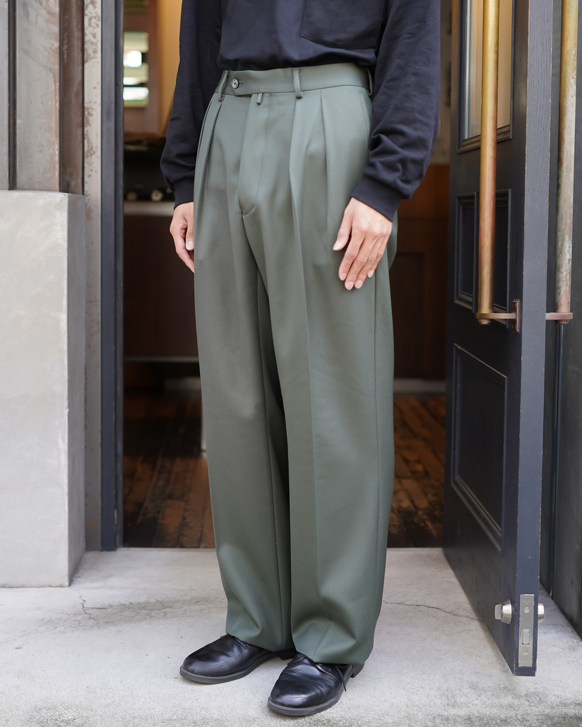 Back Satin Gabardine｜WIDE TYPE Ⅰ - Olive｜NEAT